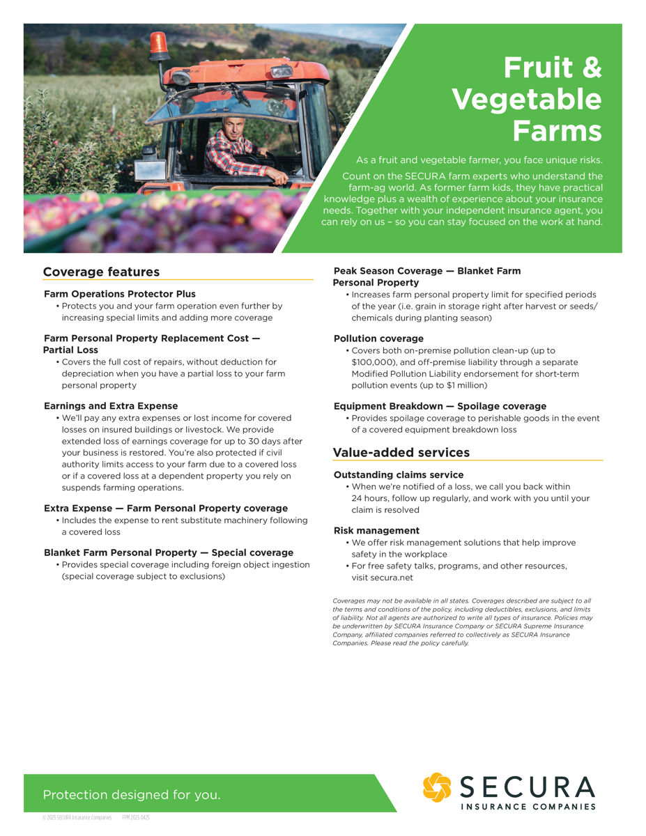 Fruit & Vegetable Farms Sell Sheet
